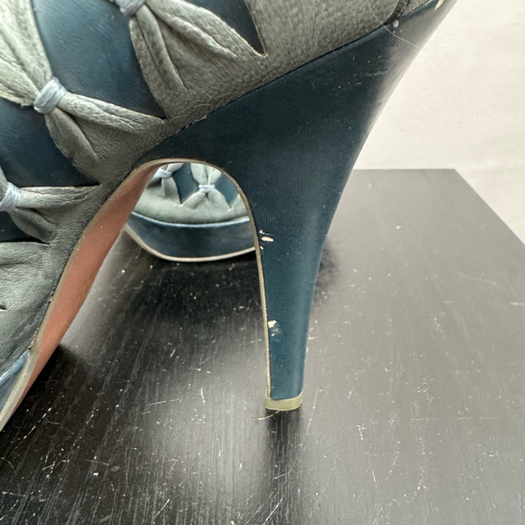 BCBGMAXAZRIA Aaliyah Pump Platform Stiletto Heel Womens 10 Blue Leather Peep Toe - Picture 12 of 16